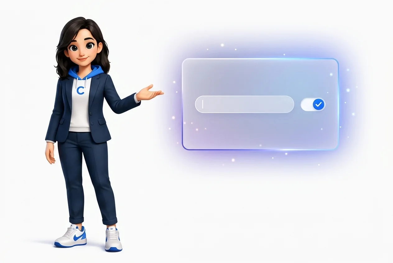 An AI team member next to a conversational control panel with an approval toggle