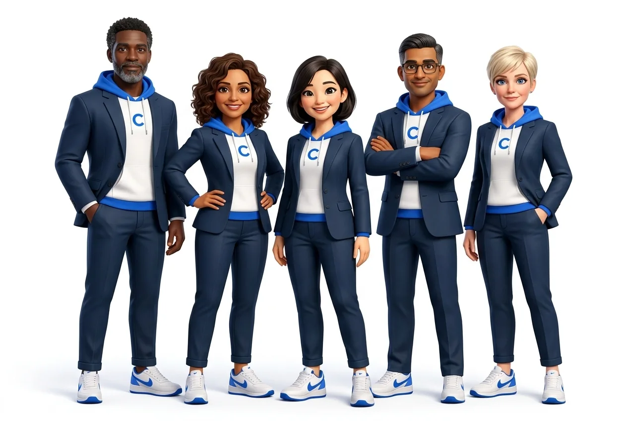 A team of AI members standing together